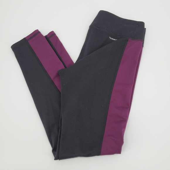 Adidas Cropped Leggings Womens Medium Black Purple - Picture 4 of 5